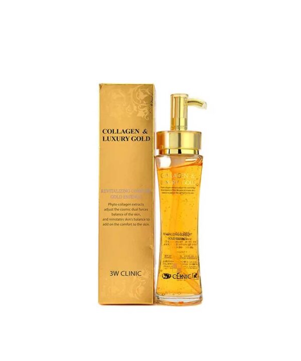 3W Clinic Collagen 24K Gold Essence 150ml – Premium skincare for youthful, firm, and glowing skin.