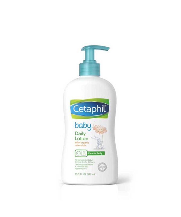 Cetaphil Baby Daily Lotion 399ml – Gentle, hydrating lotion for sensitive baby skin.