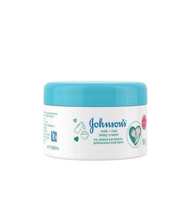 Johnson's Baby Milk + Rice Cream 50gm – Nourishing and moisturizing baby’s delicate skin.