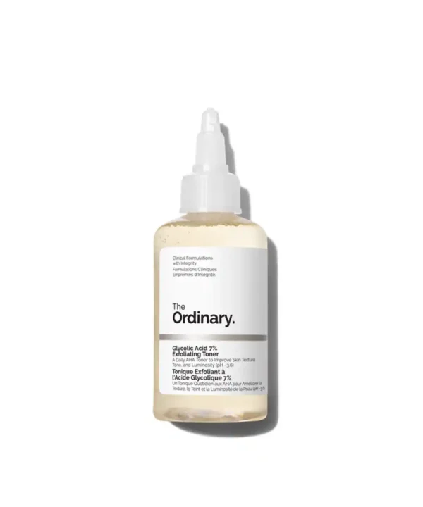 The Ordinary Glycolic Acid 7% Toner 100ml bottle for exfoliating and brightening skin