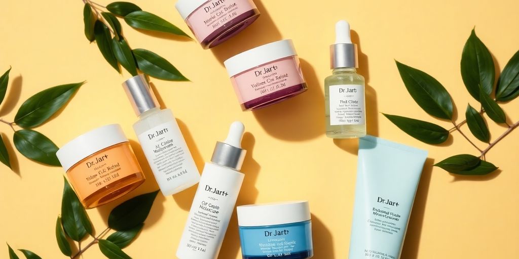 Dr. Jart+ skincare products on a bright surface.